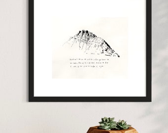 Tryfan - Welsh Mountain Collection Print, Ready to Frame, A4 size 10 x 8 size Print, Pen and Ink Illustration, Art for wall