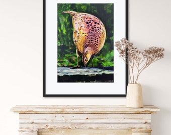 Pheasant Hen Print of canvas painting A3