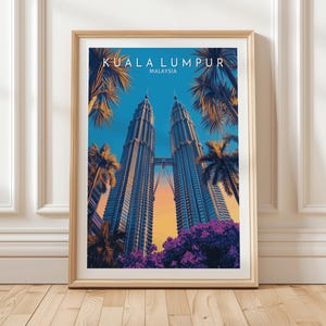 Kuala Lumpur Petronas Twin Towers Wall Art Print Malaysia Skyline Poster Modern Cityscape Architecture Travel Gift Urban Jungle Decor, Gift