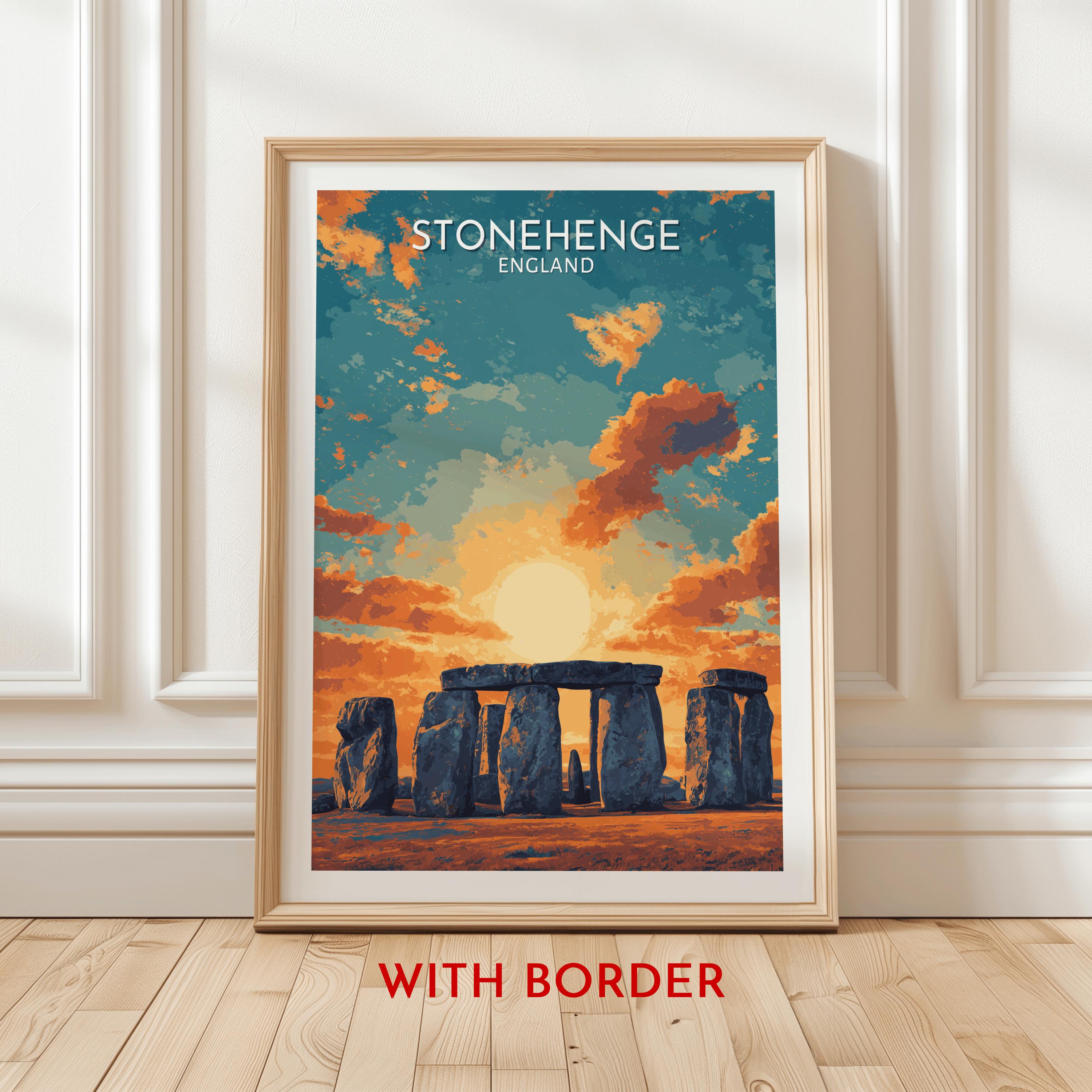 Stonehenge England Travel Poster Print, Iconic Ancient Landmark Sunset ...