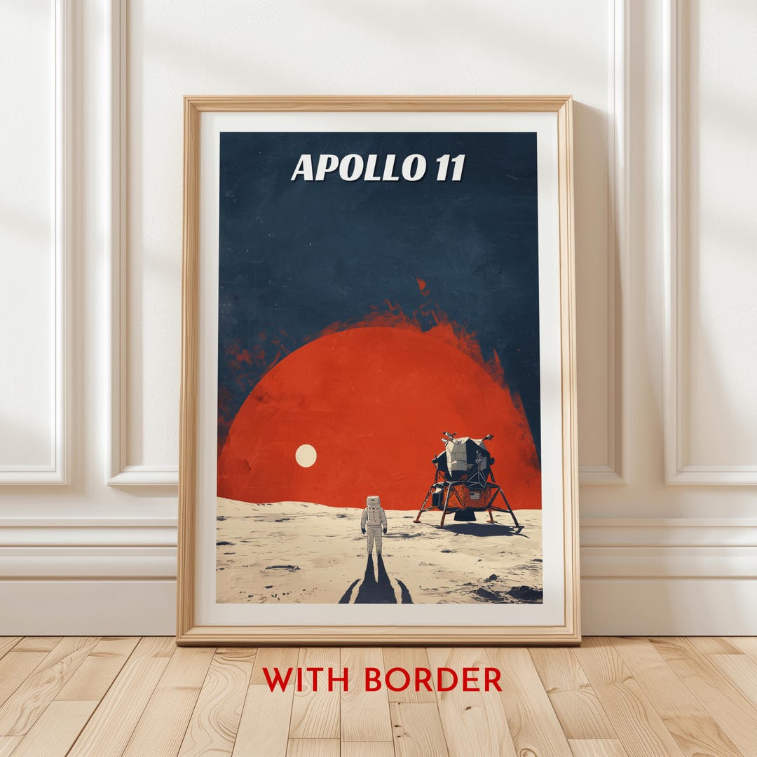 Apollo 11 Moon Landing Poster, Retro Astronaut Lunar Module Space Art ...