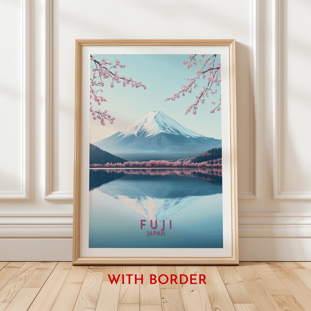 Serene Mount Fuji Cherry Blossom Lake Reflection Print, Japanese ...
