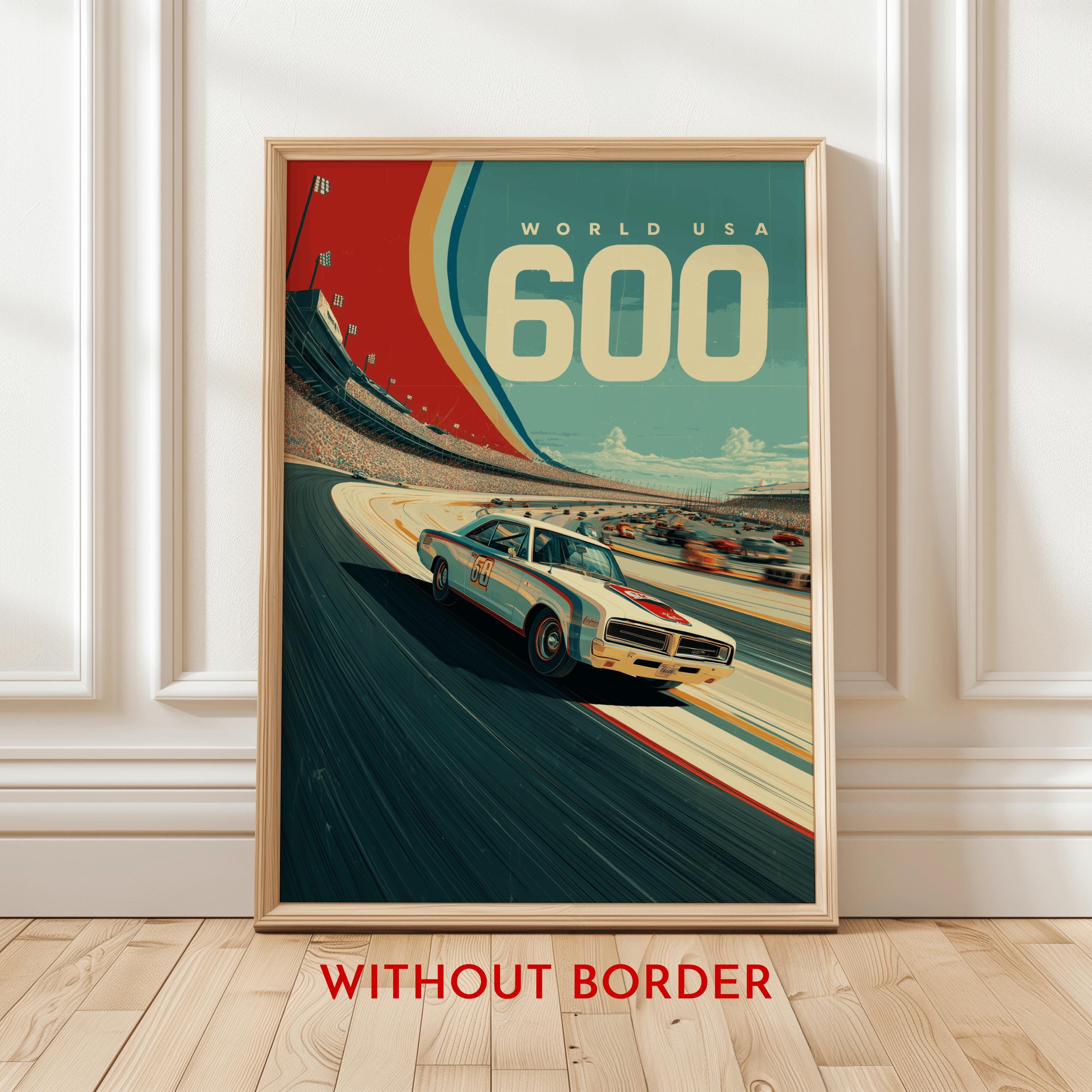 Vintage World 600 Racing Poster, Retro NASCAR Art Print, Charlotte ...