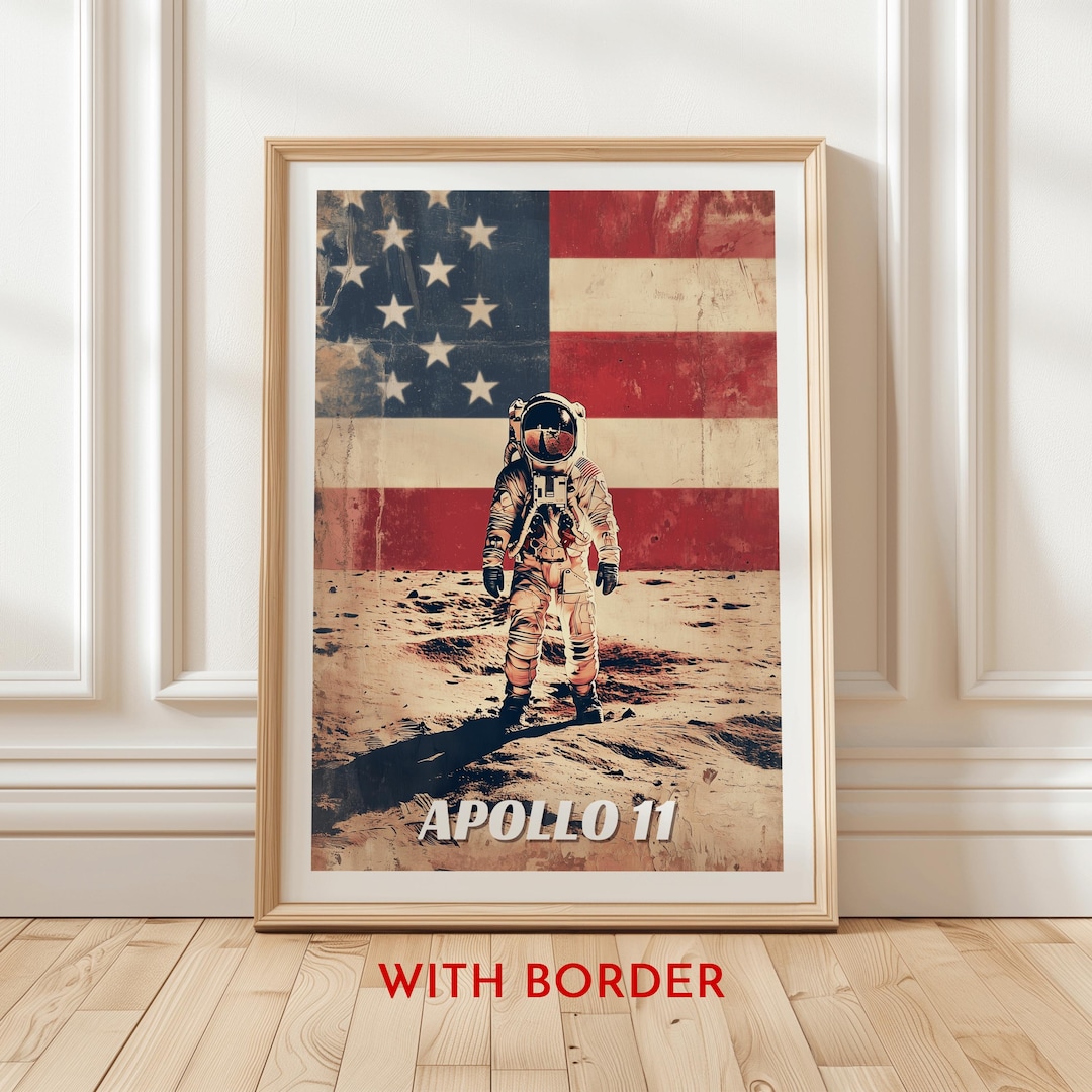 Vintage Apollo 11 Moon Landing Poster, Iconic Astronaut NASA Space ...