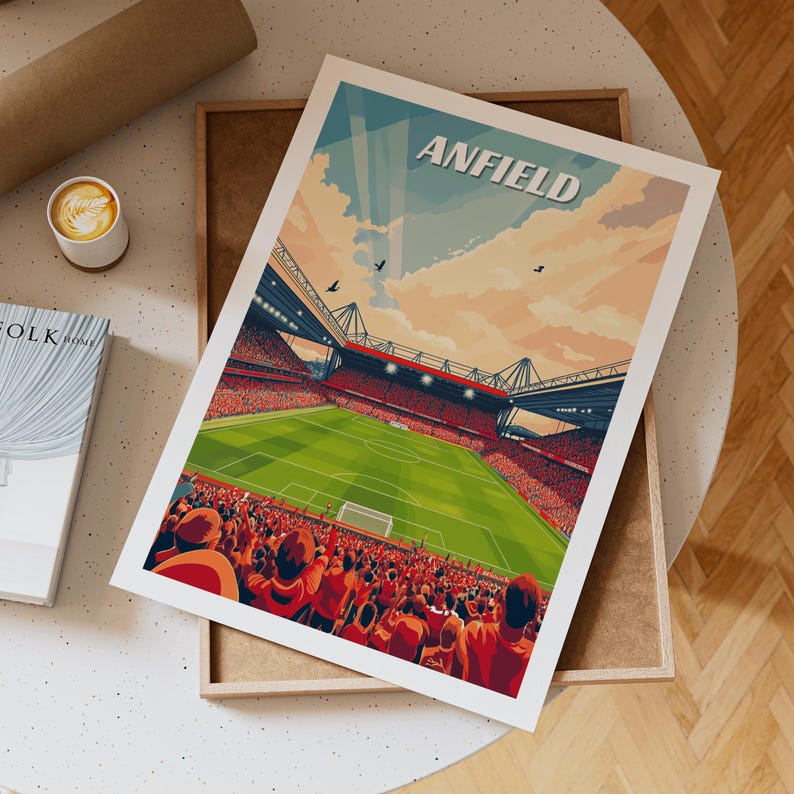 Vibrant Anfield Stadium Art Print, Iconic Liverpool FC Football Ground ...