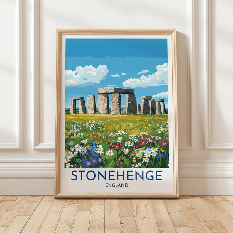 Stonehenge Art Print, English Countryside Travel Poster, Historic UK ...