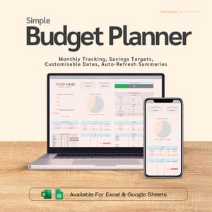 Simple Budget Planner for Excel and Google Sheets | Budget Spreadsheet | Expense Tracker | Budget Tracker | Debt Tracker | Budget Planner