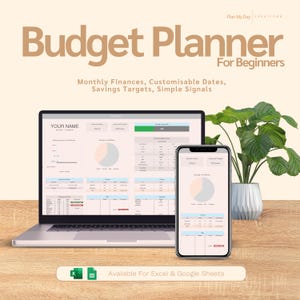 Budget Planner For Beginners | Excel Template | Google Sheets | Simple Expense Tracker | Budget Spreadsheet | Debt Tracker | Bill Tracker