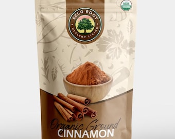 Poudre de cannelle de Ceylan pure moulue biologique :, épice naturelle pour la pâtisserie, recettes de thé et végétaliennes