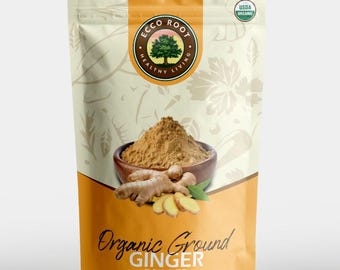 Ginger Powder Organic – Pure Natural Ground Ginger, Herbal Spice for Tea, Curry & Baking Recipes