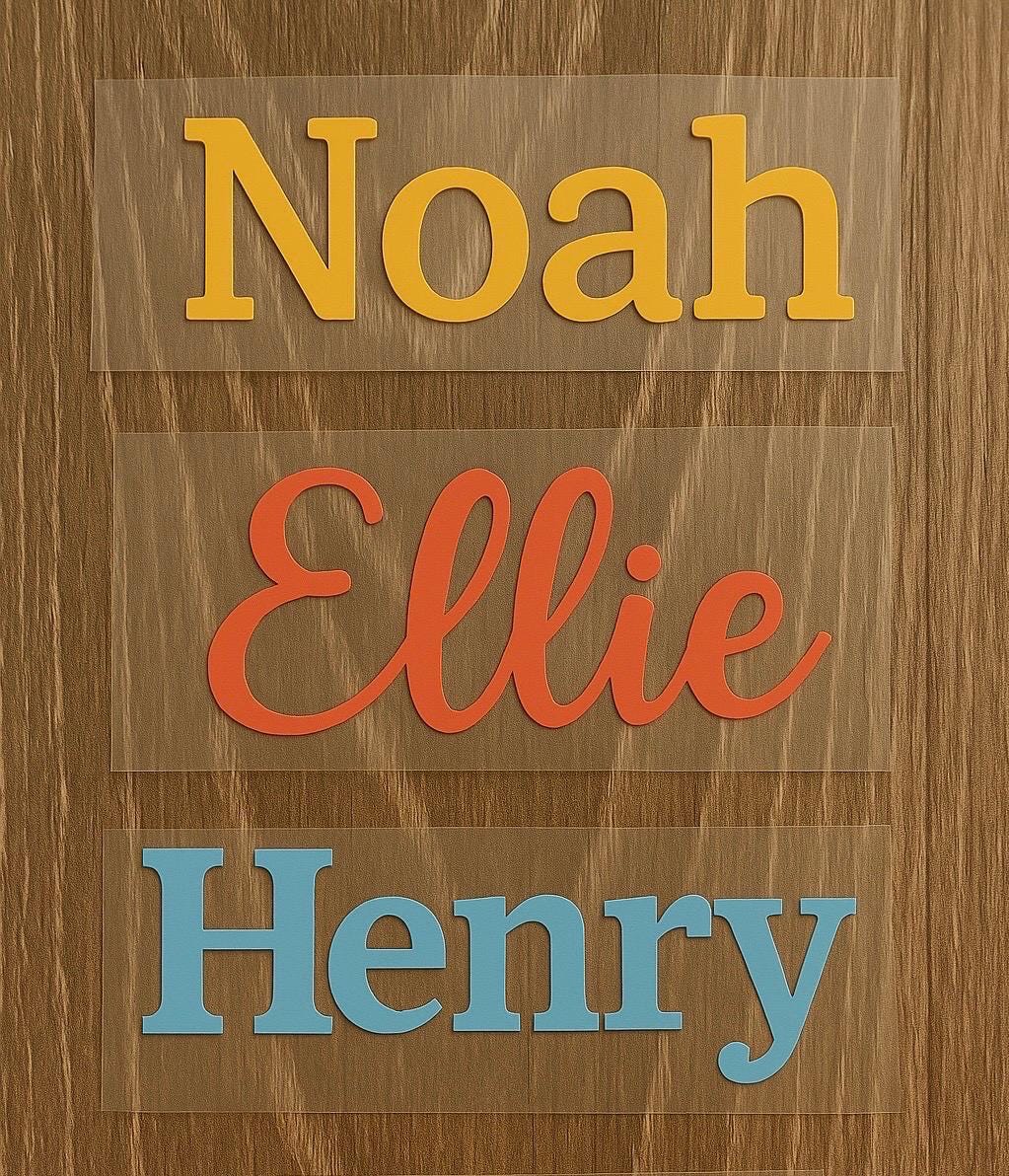 Name Iron On Decal- 65+ Colors, HTV Decal, Nickname Decal, Custom Decal