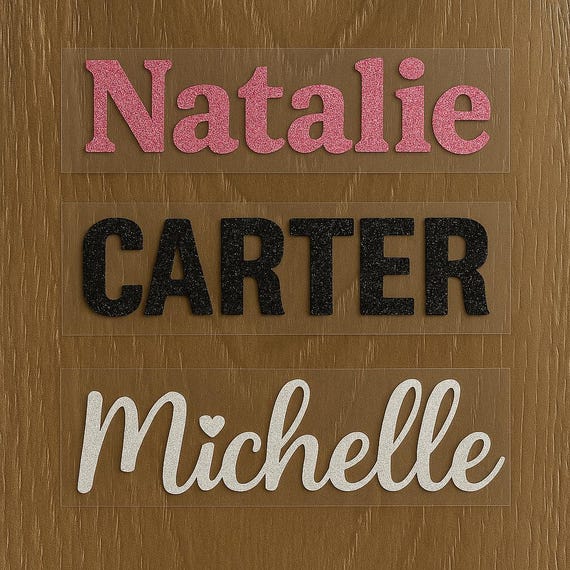 Glitter Iron On Decal. Name,  Nicknane, Word, Phrase, Custom and Personalized, Christmas Stocking Iron On, Custom Easter Basket Iron On Name