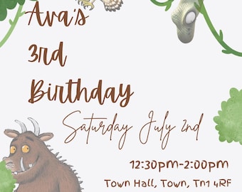 Gruffalo Birthday Party Invite (All Customisable)