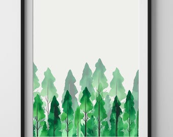 Simple Trees Watercolor Print