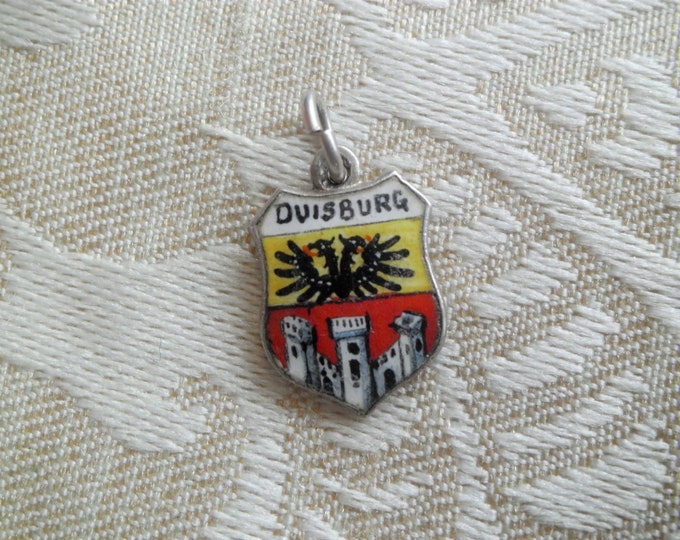 Vintage 835 Silver Enamel Duisburg Germany Travel Souvenir Shield Charm