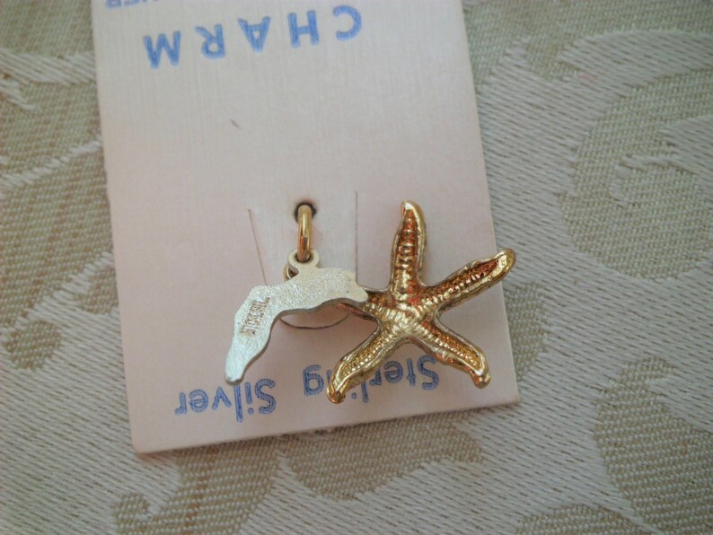 Vintage Gold Tone Sterling Silver Star Fish Florida Travel Charm