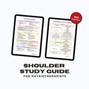 May include: A study guide for physical therapists on shoulder assessment, special tests, and treatment. The guide includes information on common conditions, objective examination, active and passive range of motion, and special tests. The guide also includes information on manual treatment techniques and exercises. The guide is available as a PDF download.