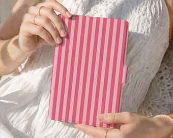 Pink Stripes Kindle 12th Gen (2024/2022)Paperwhite 6"/7" Case With Hand Strap,All New Kindle Case,Kindle 10th Case,Personalized Paperwhite