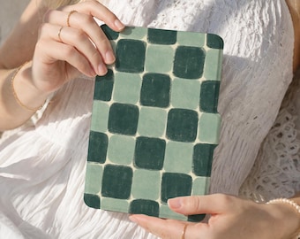Green Lattice Kindle 12th Gen (2024/2022) Paperwhite 6"/7" Case With Hand Strap,All New Kindle Case,Kindle 10th Case,Personalized Paperwhite