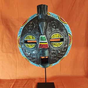 Akan Wooden Mask – Traditional African Art | Ashanti Primitive Craft | Ethnic Ghanaian Sculpture & Decorative Piece | Vintage Collectible