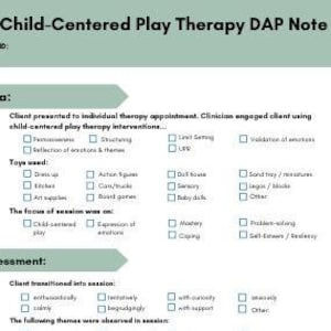 Plantilla de notas DAP de terapia de juego centrada en el niño (VERDE)