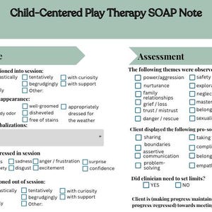 Modello di nota SOAP per la terapia del gioco (VERDE)