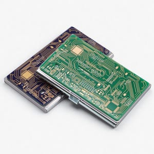 Recycled Circuit Board Business Card Case, Tech Card Holder, Gift for Programmers