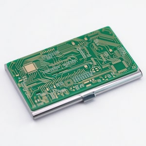 Recycled Circuit Board Business Card Case, Stainless Steel, Valentine's Day Gift For Geeks