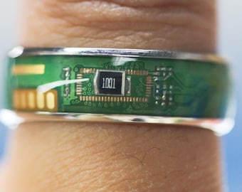 Circuit Board Rings,Valentines Day Gifts for Gamer Nerdy Science Software Developer Programmer Computer Geek Software Electrical IT Engineer