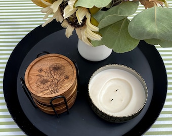 Sottobicchieri in legno incisi personalizzati, set regalo personalizzati, regalo di nozze, regalo di inaugurazione della casa, sottobicchieri da caffè