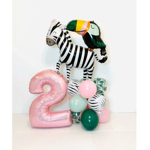 Safari Balloon Tower, Safari Birthday, Zebra Balloon, Party Animal, Party Animal Birthday, Party Animal Theme, Two Wild Birthday Pink Safari