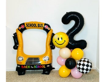 Back to School Balloon, School Bus Frame, Back to school photo, First Day of School, Back to School Party, School Bus, School Photo