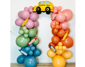 Back to School Balloon Garland School Bus Balloon First Day of School Garland Air Fill Crayon Balloons Classroom Garland School Balloons