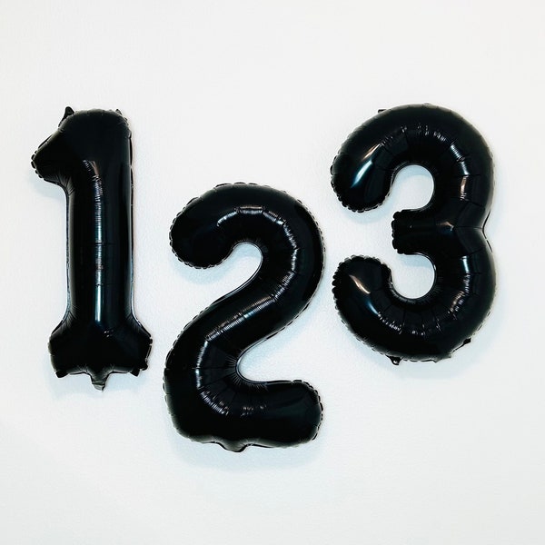 Black Number Balloons, Black Number 2, Black Number 1, Black 2023 Balloons, Milestone Birthday Balloons, Grad Party 2023, 30th Birthday