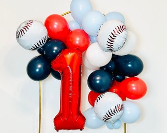 Baseball Balloon Garland Baseball 1st Birthday Rookie of the Year Birthday Rookie Season Boy Baseball Party Sports Birthday Party Home Run