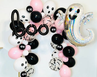 Boo I'm Two Garland, Halloween Balloon Garland, Two Spooky, Pink Halloween Garland, Spooky One, Two Spooky Birthday, Spooky One Birthday,