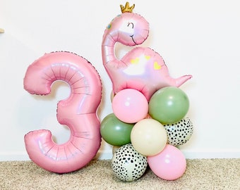 Dinosaur Balloon Tower Pink Dinosaur Balloon Dinosaur Party Dinosaur Balloons Rawr I'm 4 Girl Dinosaur  Birthday Pink Dino Balloon Rawr Im 4