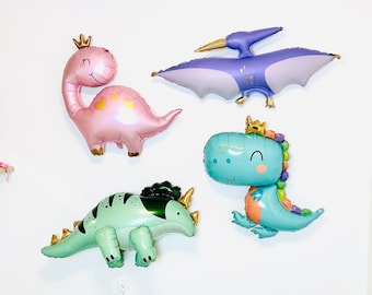 Dinosaur Balloons Pink Dinosaur Green Dinosaur Purple Dinosaur Babysaurus Dinosaur party three rex rawr im 4 girl dinosaur party dino shower