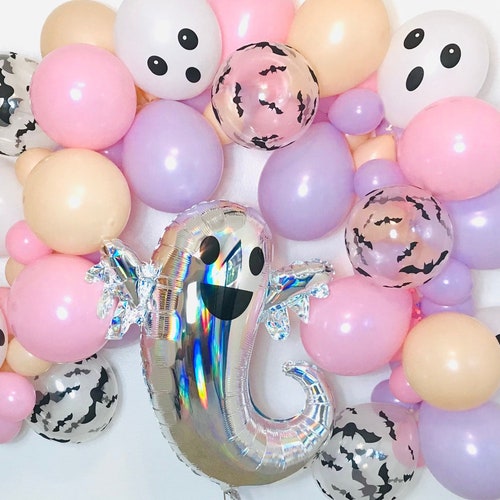 Pink Halloween Balloon Garland Pink Halloween Boo Day Boo Etsy