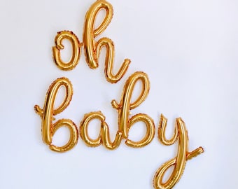oh baby cursive balloon