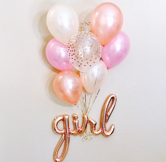 Rose Gold Girl Balloon, Girl Script Balloon, Girl Balloon, Rose Gold Girl, Rose Gold Girl Script, Rose Gold baby Girl Shower, Il_570xn