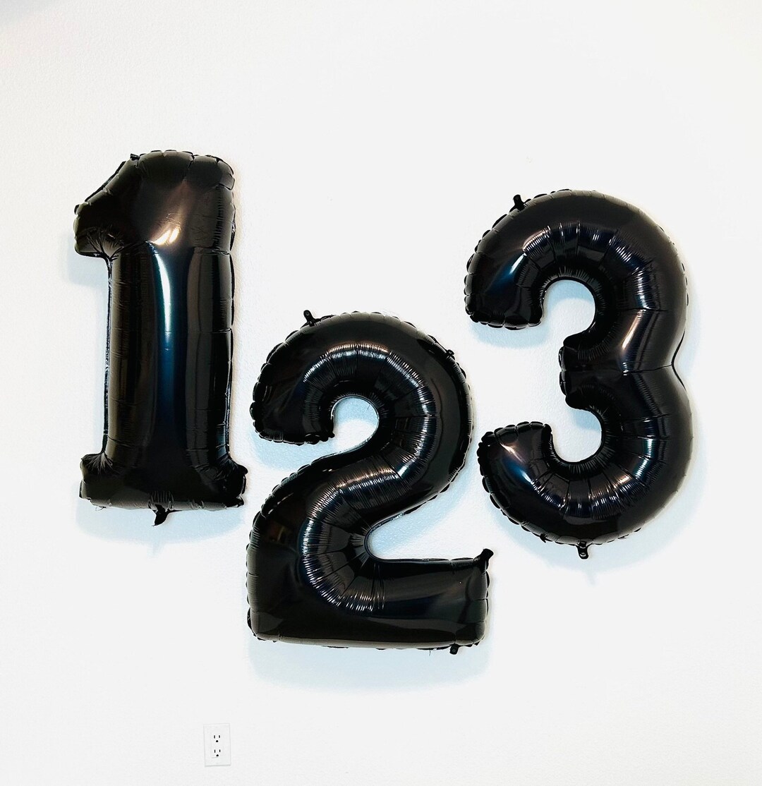 Black Number 1 Black Number 2 Black Number Balloons Number - Etsy