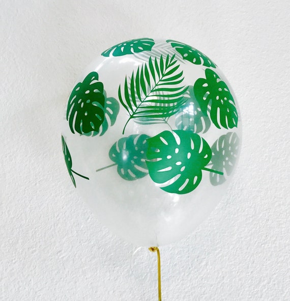 Palm Leaf Balloon, Leaf Print Balloon, Jungle Theme Party, Forest Balloons, Leaf Print Balloon, Palm Leaf Decor, Leaf Motif, Palm leaf latex Il_570xn