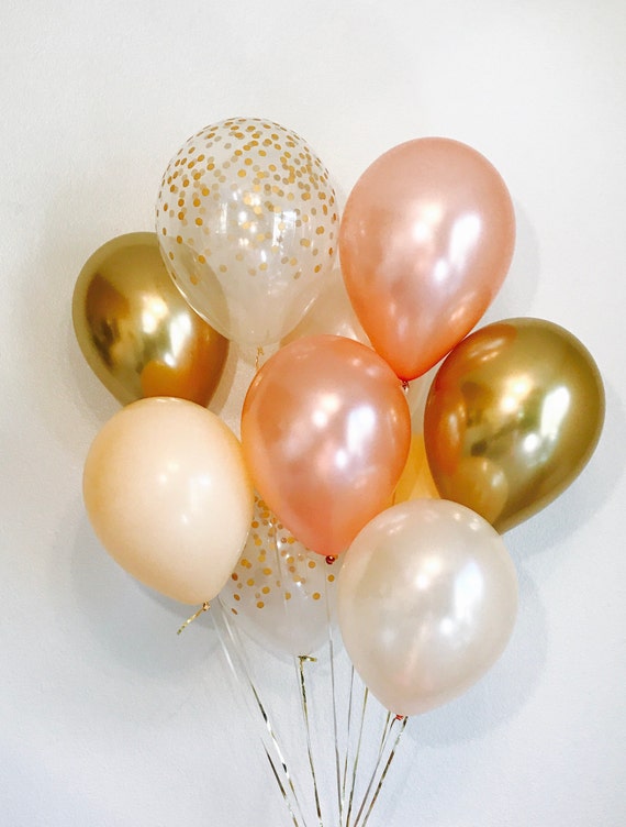 Rose Gold Gold Chrome Peach Latex Balloons, Peach and Rose Gold Bridal Shower, Rose Gold Wedding, Gold Chrome Latex, Rose Gold Blush Peach Il_570xn