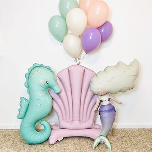 Seashell Balloon Mermaid Birthday Mermaid Party Sea Shell Party Under the Sea Party Under the Sea Birthday Seahorse Birthday image 2