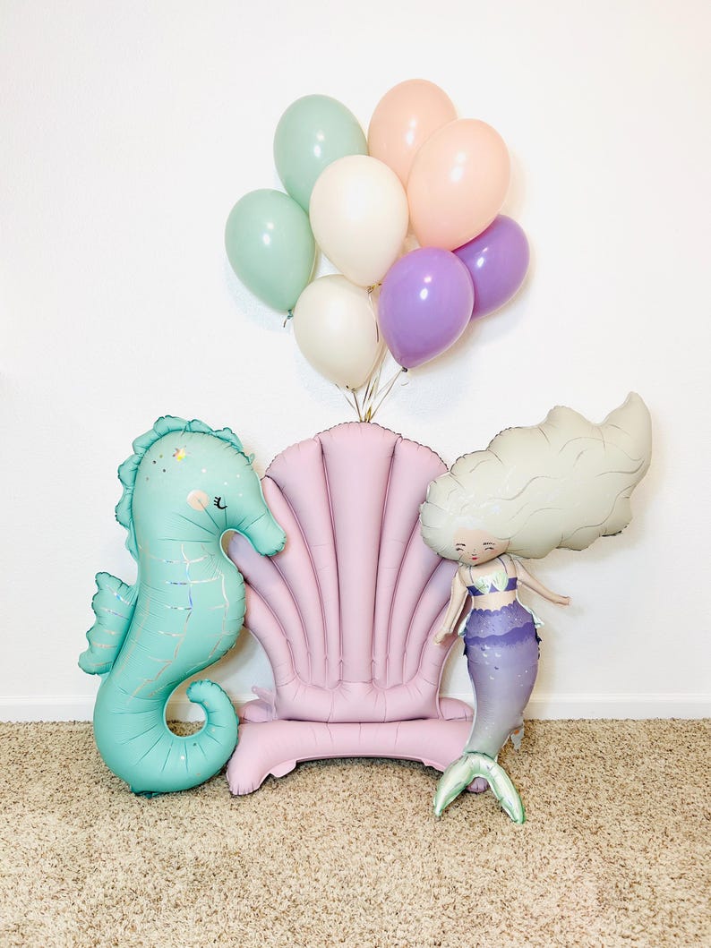 Seashell Balloon Mermaid Birthday Mermaid Party Sea Shell Party Under the Sea Party Under the Sea Birthday Seahorse Birthday image 2
