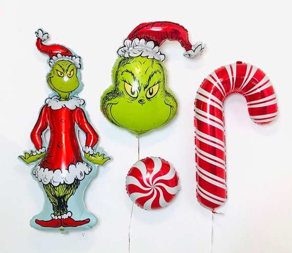 Grinch Balloon, Grinchmas Party Christmas Balloons, Holiday party Balloons, Grinchmas, Grinch Face Balloon, Grinch Party Decor, Grinch Theme Il_570xn
