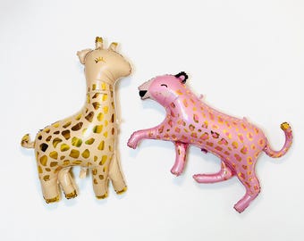 Pink Leopard Balloon Giraffe Balloon Pink Wild One Pink Safari, Pastel Safari Shower, Girl Safari Party Safari Baby Shower Safari Party