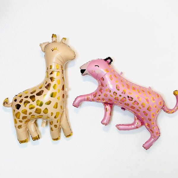 Pink Leopard Balloon Giraffe Balloon Pink Wild One Pink Safari, Pastel Safari Shower, Girl Safari Party Safari Baby Shower Safari Party