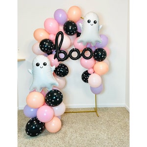 Boo Im two Garland, Two Spooky Balloon Garland, Boo I'm Two, Spooky One Birthday, Two Spooky, Ghost balloon, Ghoul Gang, Pink Halloween